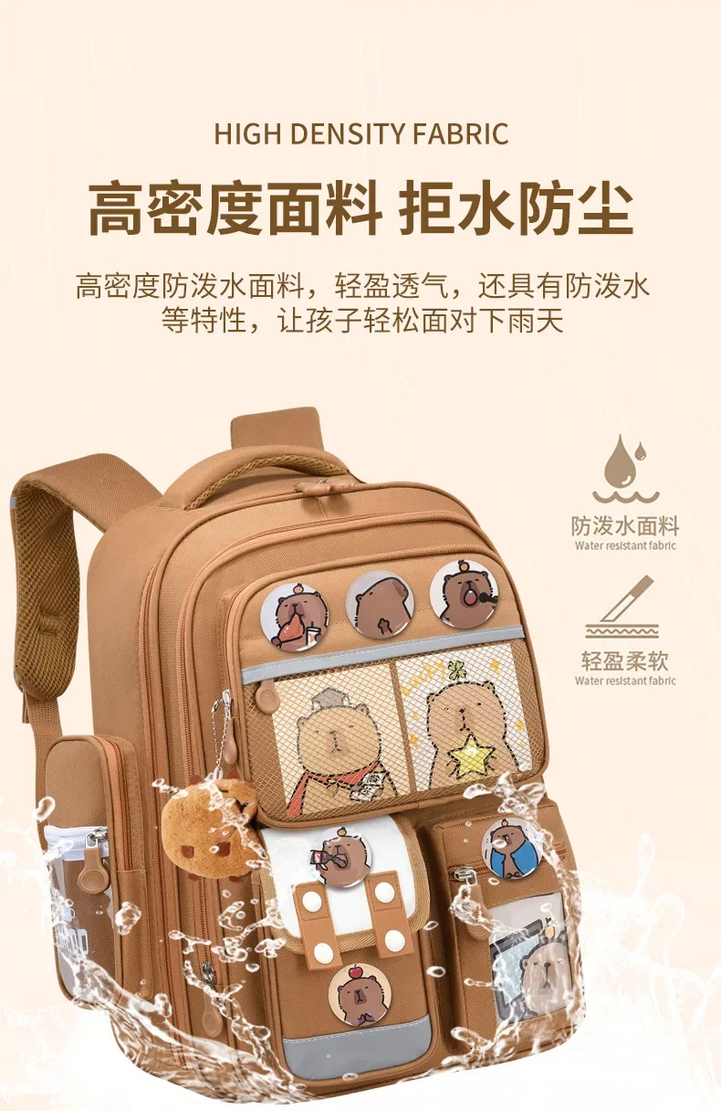 Capibara Student Schoolbag, Large-capacity Mochila Children Backpack.Girl Boy Kids Back To School Book Bags