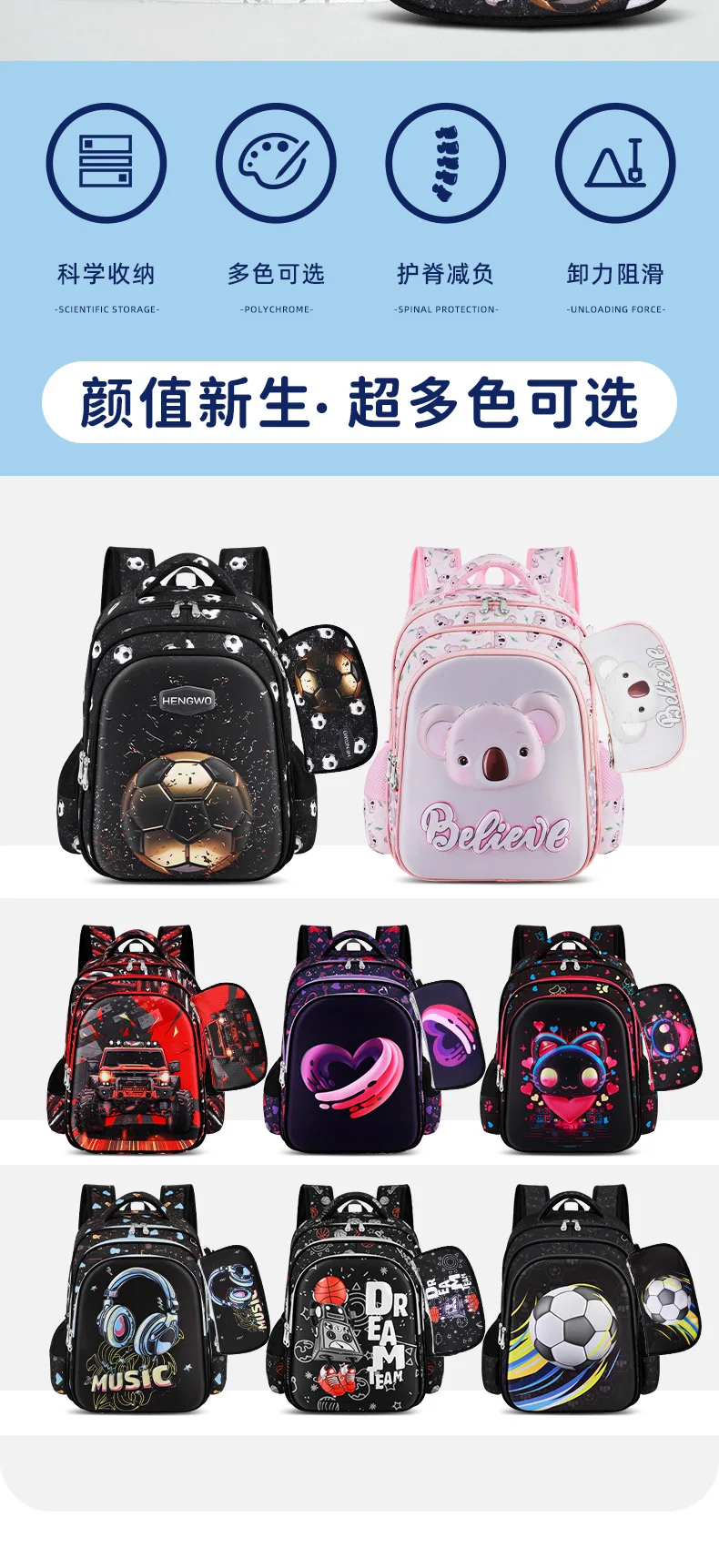 Kids Backpack 3D Cartoon Children School Bags Girls Boys Orthopedic School Backpack Waterproof Primary Schoolbag Book Bag