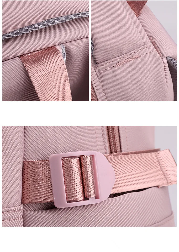 Girls School Bag With Pendant Nylon Backpack Travel Rucksack Multi Pockets Waterproof Casual Simple Style Schoolbag for Teenager