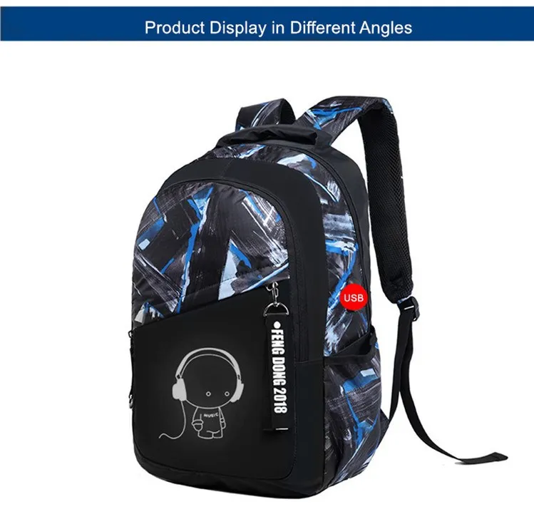 Teenage Boys School Bags Waterproof Large Backpack for Teenagers Bagpack High School Backpack for Boys Student Chest Bag Set