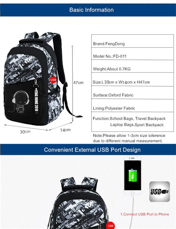 Teenage Boys School Bags Waterproof Large Backpack for Teenagers Bagpack High School Backpack for Boys Student Chest Bag Set