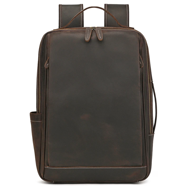 Fashion Crazy Horse Leather Backpack Real Cowskin Laptop Bagpack Computer Man Backpacks For Men Male Daypack Business School Bag