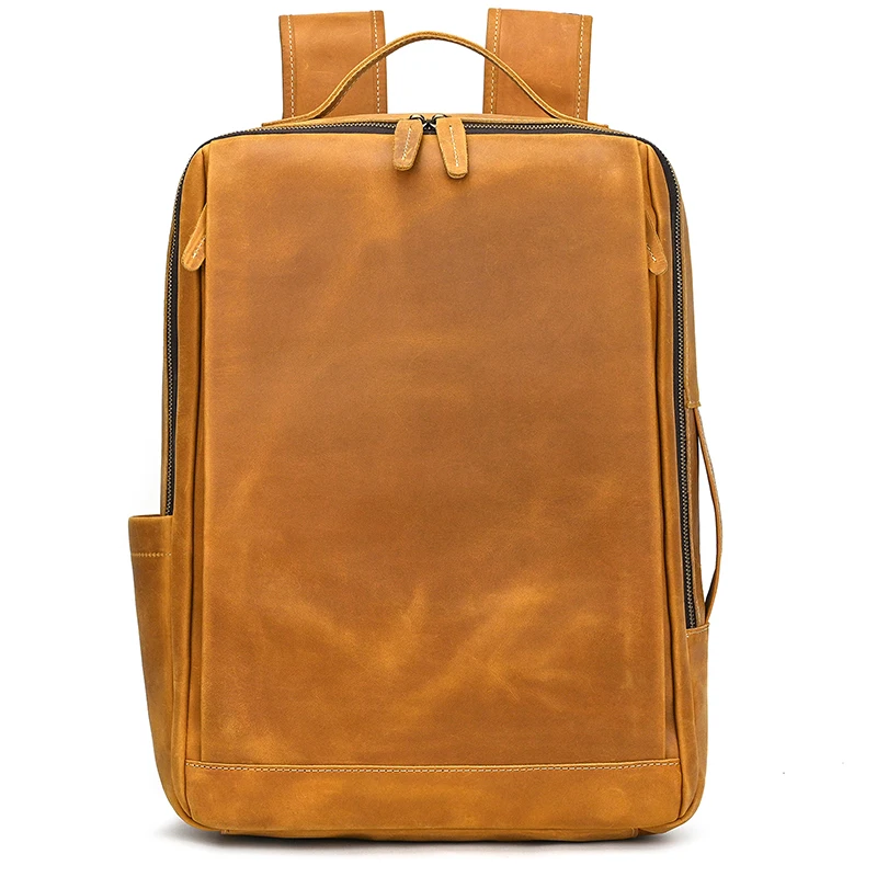 Fashion Crazy Horse Leather Backpack Real Cowskin Laptop Bagpack Computer Man Backpacks For Men Male Daypack Business School Bag