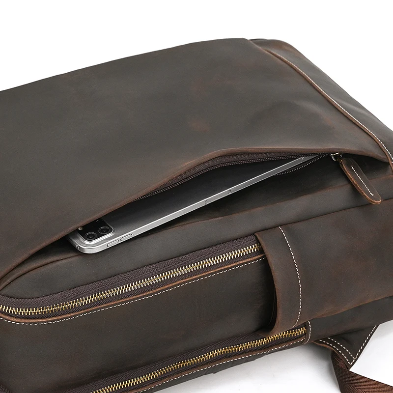 Fashion Crazy Horse Leather Backpack Real Cowskin Laptop Bagpack Computer Man Backpacks For Men Male Daypack Business School Bag