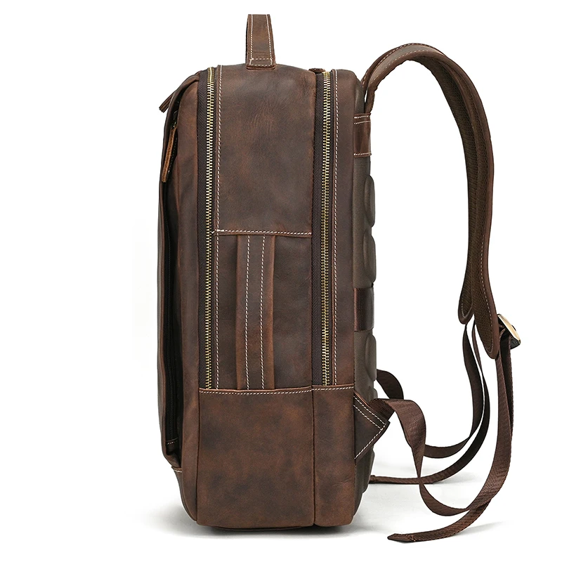 Fashion Crazy Horse Leather Backpack Real Cowskin Laptop Bagpack Computer Man Backpacks For Men Male Daypack Business School Bag