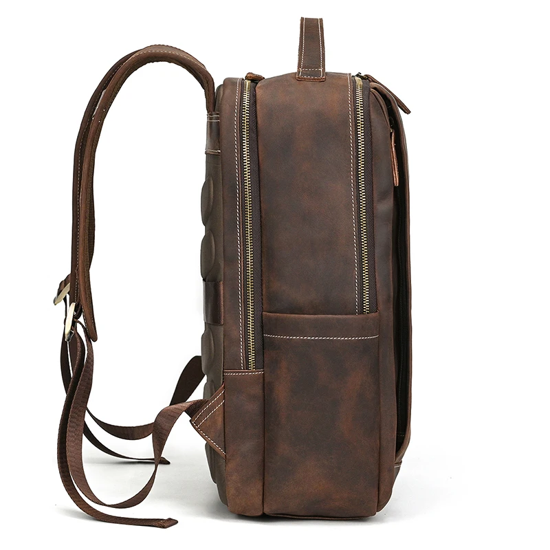 Fashion Crazy Horse Leather Backpack Real Cowskin Laptop Bagpack Computer Man Backpacks For Men Male Daypack Business School Bag