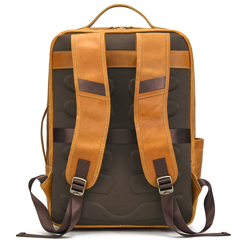 Fashion Crazy Horse Leather Backpack Real Cowskin Laptop Bagpack Computer Man Backpacks For Men Male Daypack Business School Bag