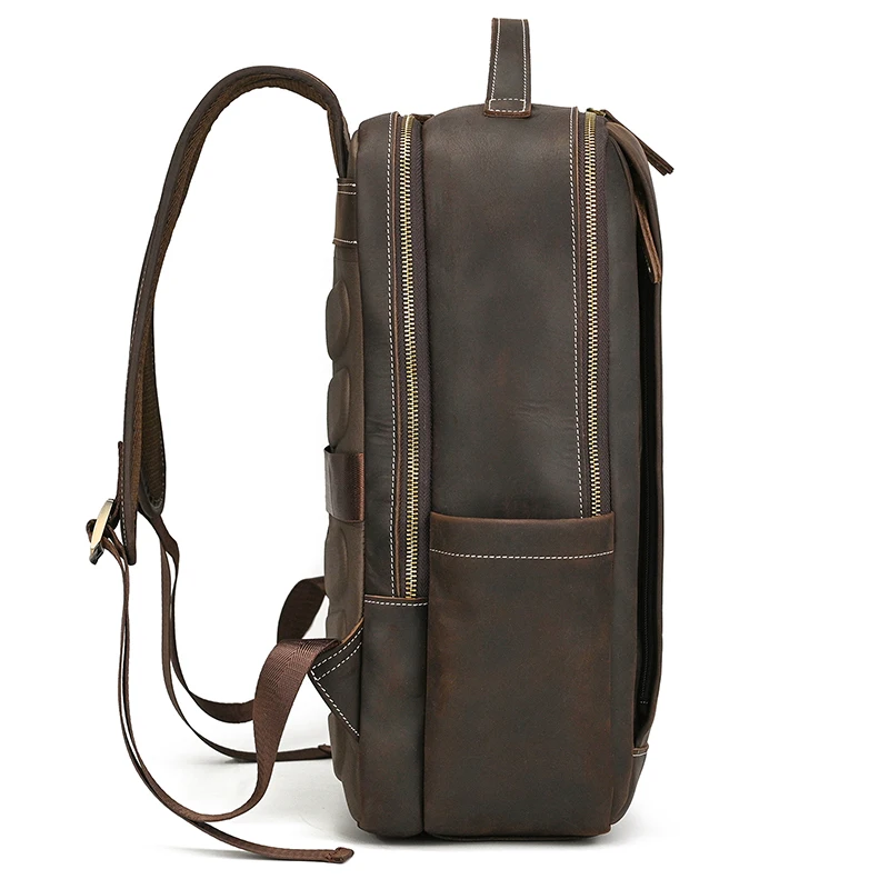Fashion Crazy Horse Leather Backpack Real Cowskin Laptop Bagpack Computer Man Backpacks For Men Male Daypack Business School Bag