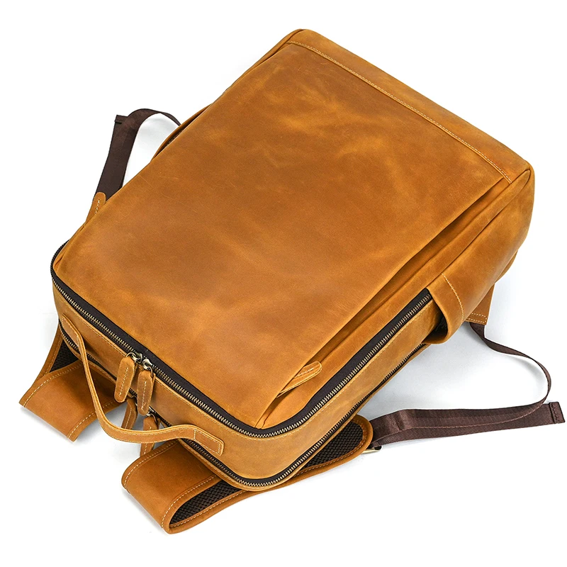 Fashion Crazy Horse Leather Backpack Real Cowskin Laptop Bagpack Computer Man Backpacks For Men Male Daypack Business School Bag
