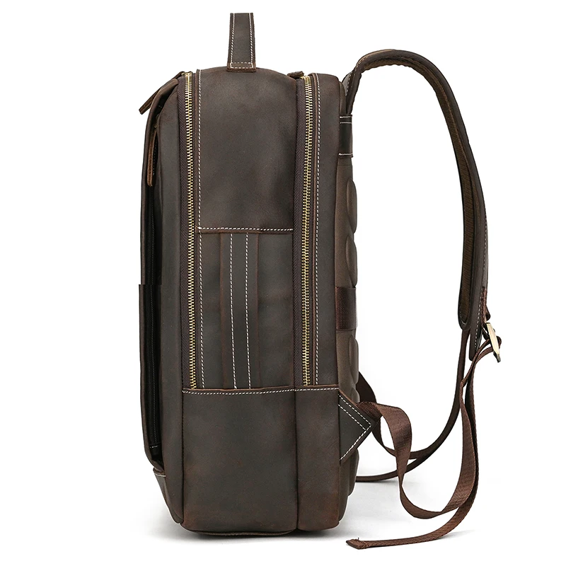 Fashion Crazy Horse Leather Backpack Real Cowskin Laptop Bagpack Computer Man Backpacks For Men Male Daypack Business School Bag