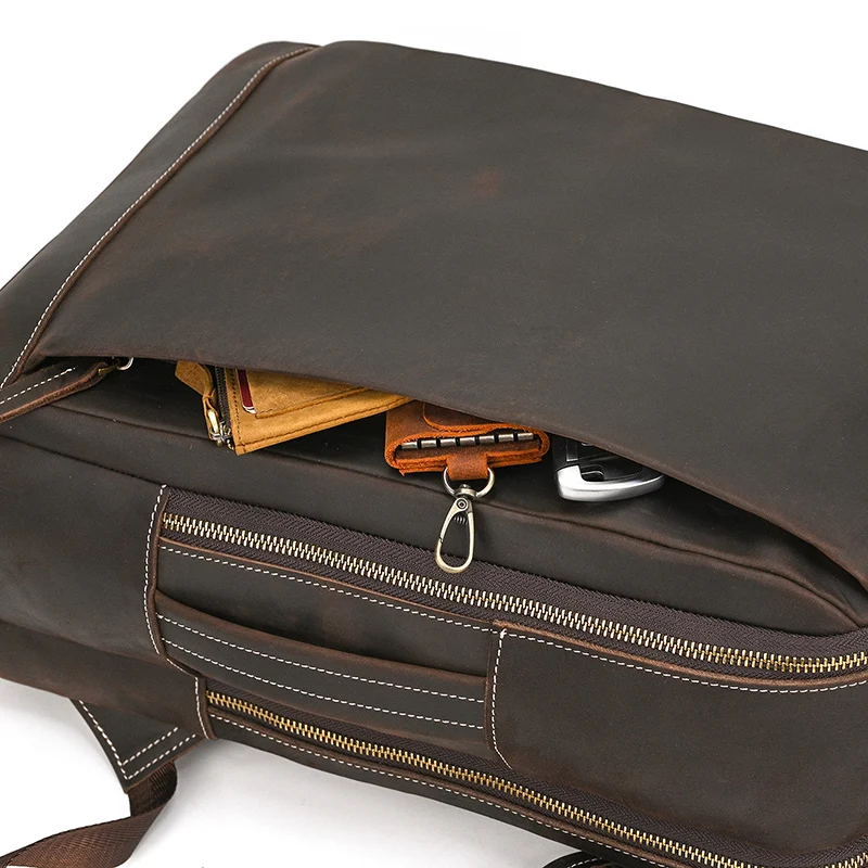 Fashion Crazy Horse Leather Backpack Real Cowskin Laptop Bagpack Computer Man Backpacks For Men Male Daypack Business School Bag