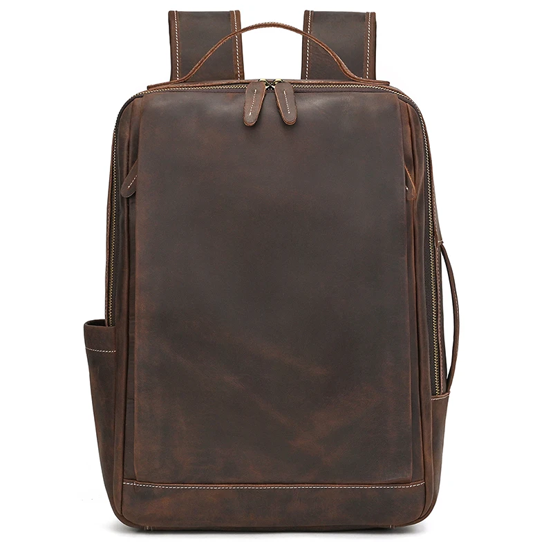 Fashion Crazy Horse Leather Backpack Real Cowskin Laptop Bagpack Computer Man Backpacks For Men Male Daypack Business School Bag
