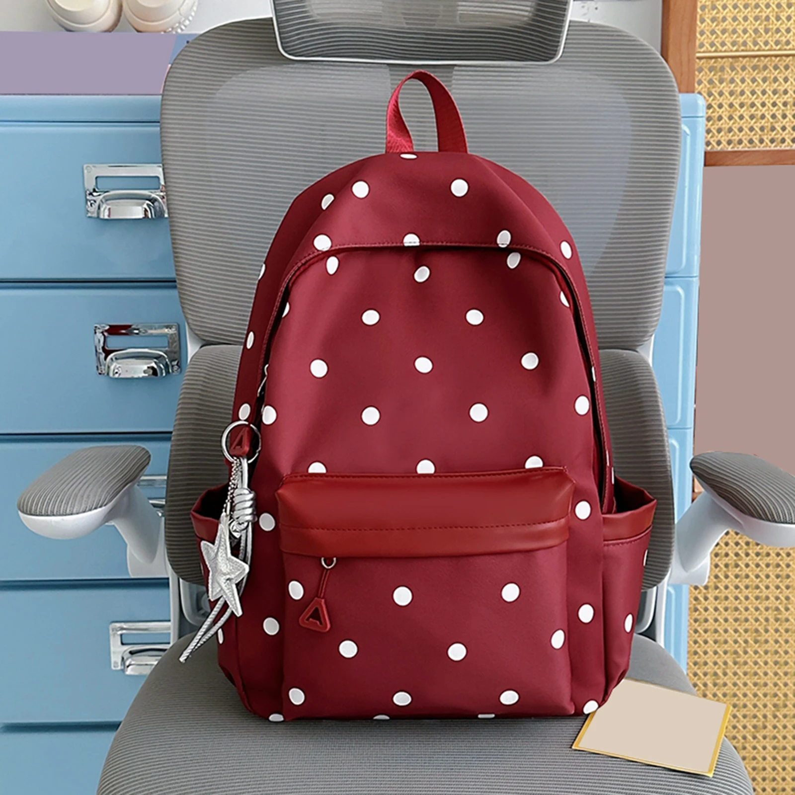 Polka Dot Aesthetic Preppy Backpack Kawaii Sweet Travel Casual Daypack Laptop Backpack for Elementary & Middle Girl Students