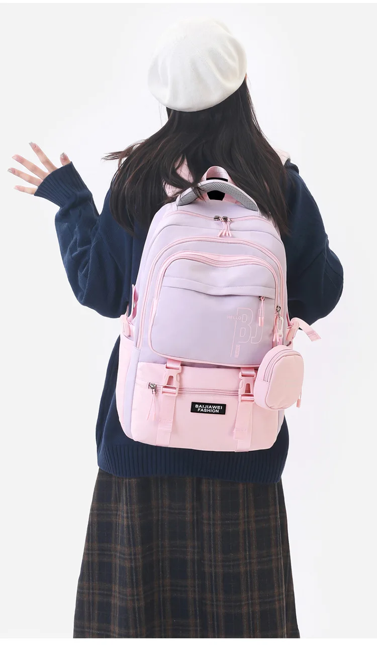 BAIJIAWEI Girls Waterproof School Bags With Purse for Teenage Girls Children Backpack Schoolbag Printing Kids School Backpacks