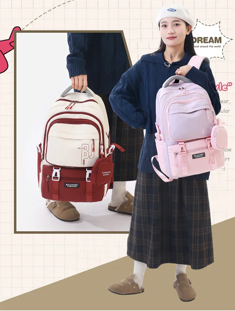 BAIJIAWEI Girls Waterproof School Bags With Purse for Teenage Girls Children Backpack Schoolbag Printing Kids School Backpacks