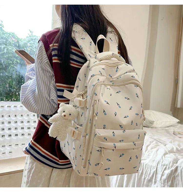 Cute Backpack Girls Fashion School Bag Large Capacity Student Schoolbag For Teenage Portable Travel Storage Bag for Kids Bookbag