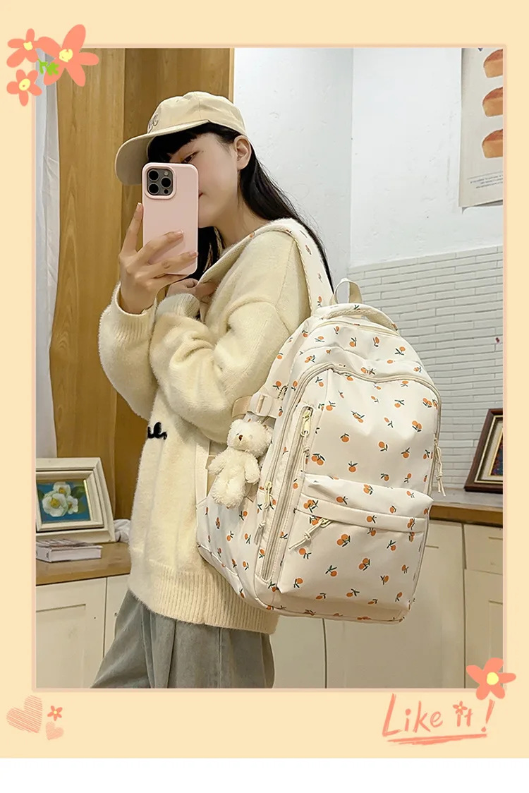 Cute Backpack Girls Fashion School Bag Large Capacity Student Schoolbag For Teenage Portable Travel Storage Bag for Kids Bookbag