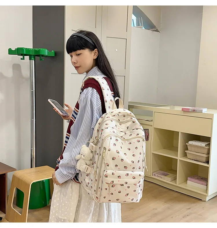 Cute Backpack Girls Fashion School Bag Large Capacity Student Schoolbag For Teenage Portable Travel Storage Bag for Kids Bookbag
