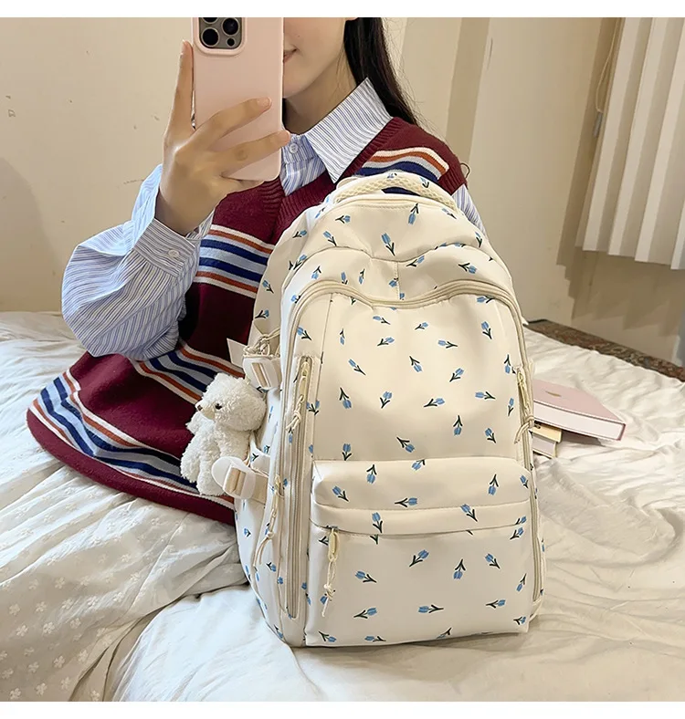 Cute Backpack Girls Fashion School Bag Large Capacity Student Schoolbag For Teenage Portable Travel Storage Bag for Kids Bookbag