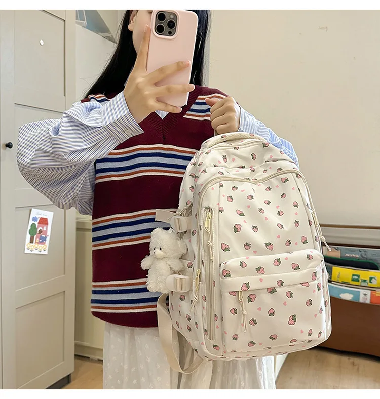 Cute Backpack Girls Fashion School Bag Large Capacity Student Schoolbag For Teenage Portable Travel Storage Bag for Kids Bookbag