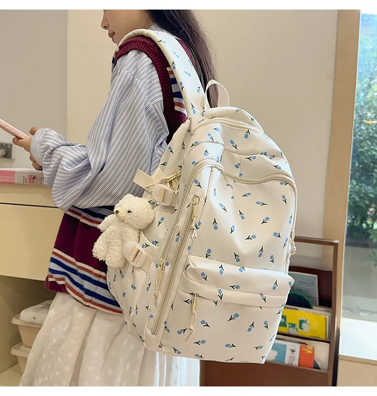 Cute Backpack Girls Fashion School Bag Large Capacity Student Schoolbag For Teenage Portable Travel Storage Bag for Kids Bookbag