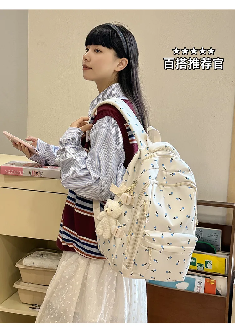 Cute Backpack Girls Fashion School Bag Large Capacity Student Schoolbag For Teenage Portable Travel Storage Bag for Kids Bookbag