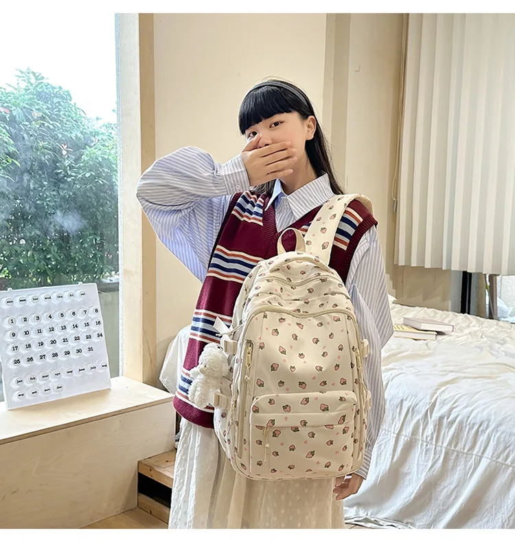 Cute Backpack Girls Fashion School Bag Large Capacity Student Schoolbag For Teenage Portable Travel Storage Bag for Kids Bookbag