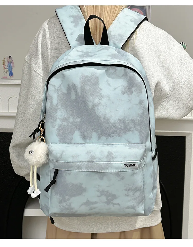 Vintage Burgundy Tie Dye Backpack Women Large Capacity Waterproof Student School Bag Lightweight Casual Travel Laptop Daypack