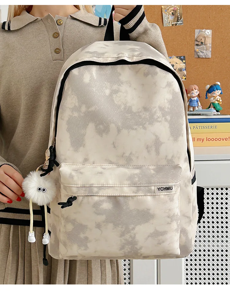 Vintage Burgundy Tie Dye Backpack Women Large Capacity Waterproof Student School Bag Lightweight Casual Travel Laptop Daypack