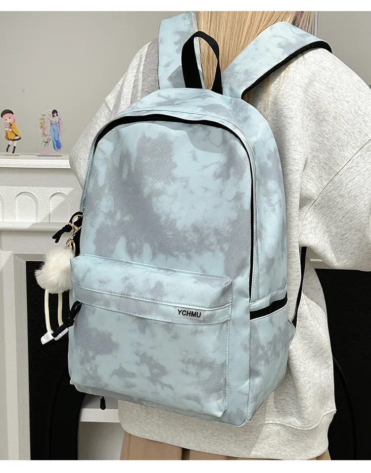 Vintage Burgundy Tie Dye Backpack Women Large Capacity Waterproof Student School Bag Lightweight Casual Travel Laptop Daypack