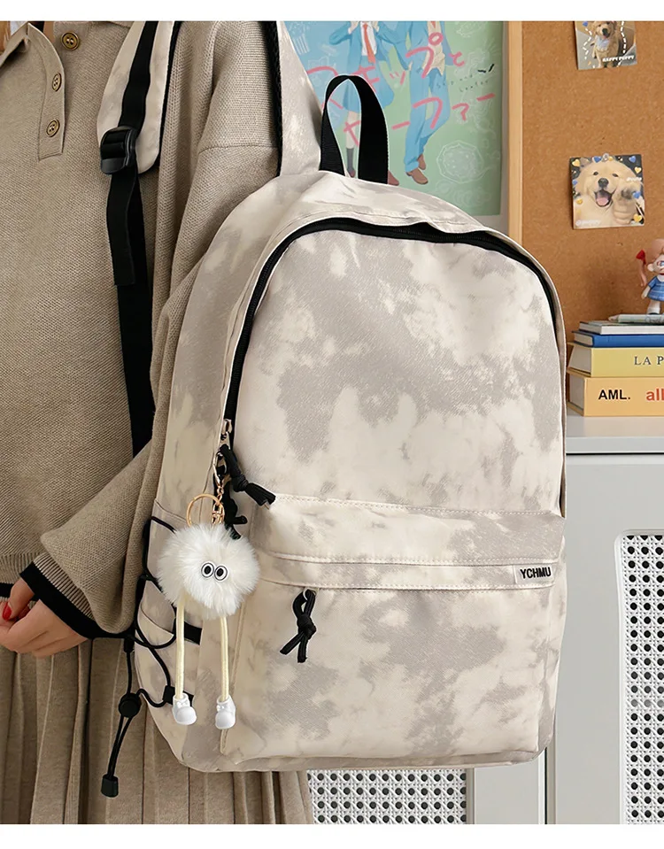 Vintage Burgundy Tie Dye Backpack Women Large Capacity Waterproof Student School Bag Lightweight Casual Travel Laptop Daypack