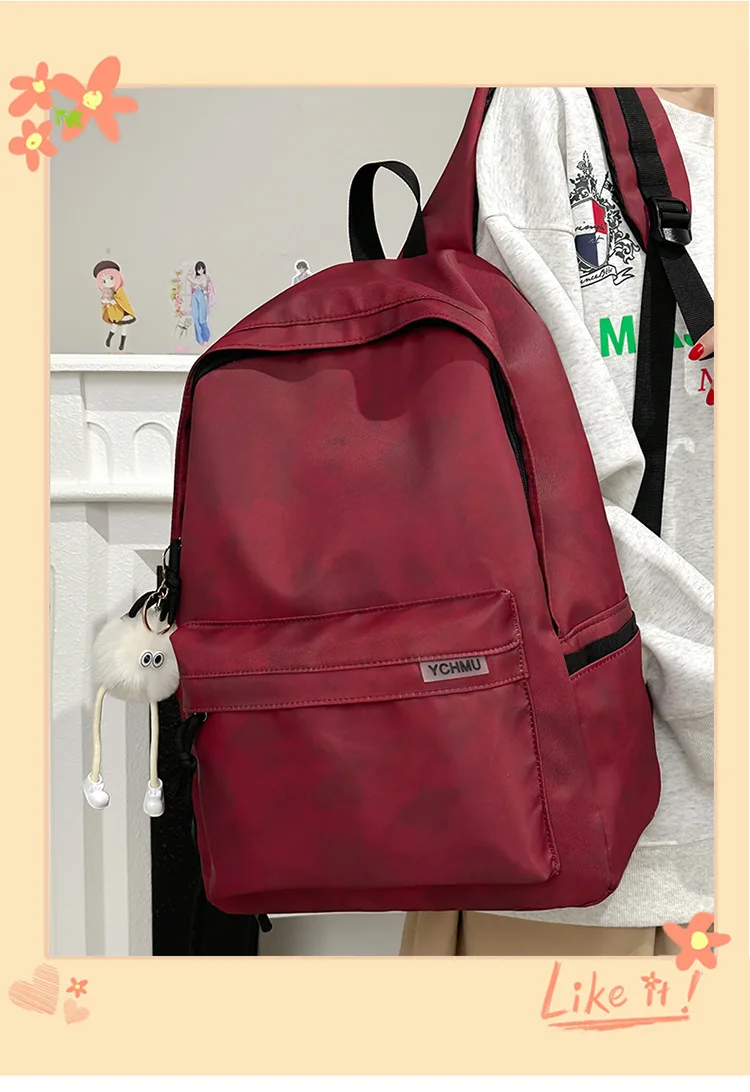 Vintage Burgundy Tie Dye Backpack Women Large Capacity Waterproof Student School Bag Lightweight Casual Travel Laptop Daypack