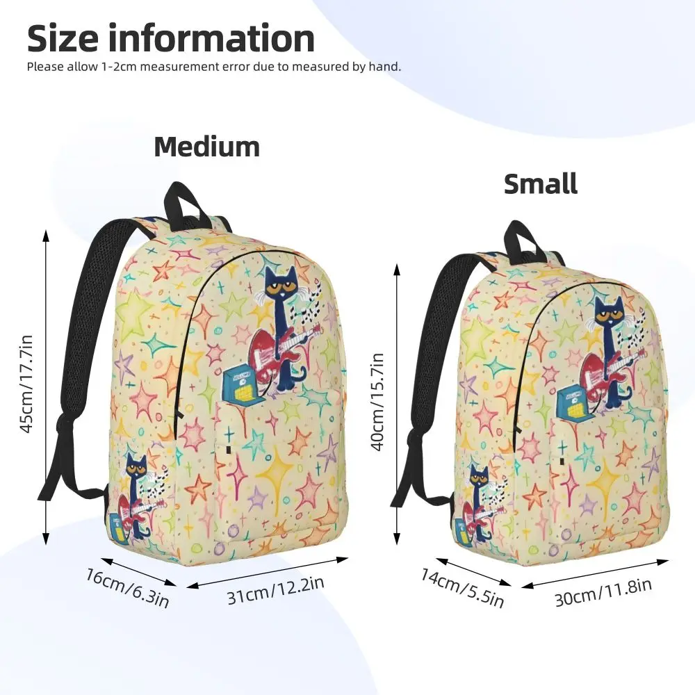 Pete The Cat I Love My White Shoes Cool Backpack High School Hiking Travel Cartoon Cats Daypack for Men Women Laptop Canvas Bags