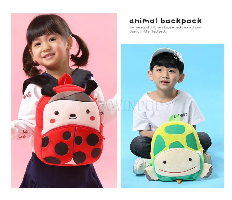 3D Cartoon Animals Children Backpacks for Girls Boys Soft Plush Kindergarten Kids School Bag Kawaii Children SchoolBags