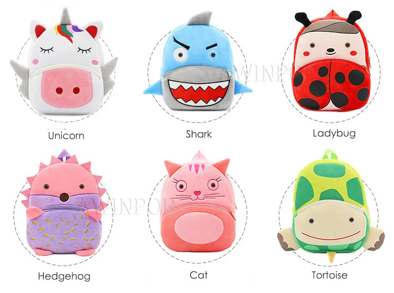 3D Cartoon Animals Children Backpacks for Girls Boys Soft Plush Kindergarten Kids School Bag Kawaii Children SchoolBags