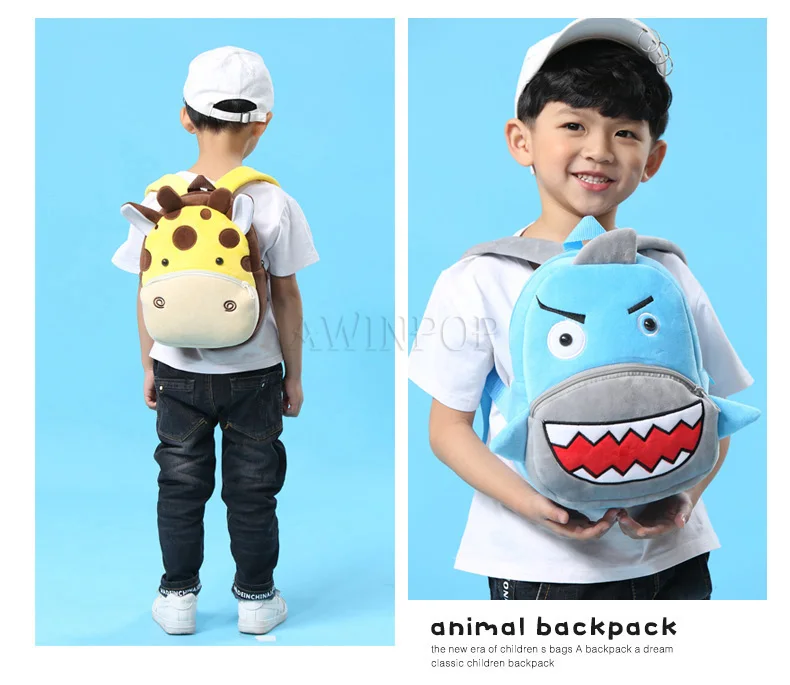 3D Cartoon Animals Children Backpacks for Girls Boys Soft Plush Kindergarten Kids School Bag Kawaii Children SchoolBags