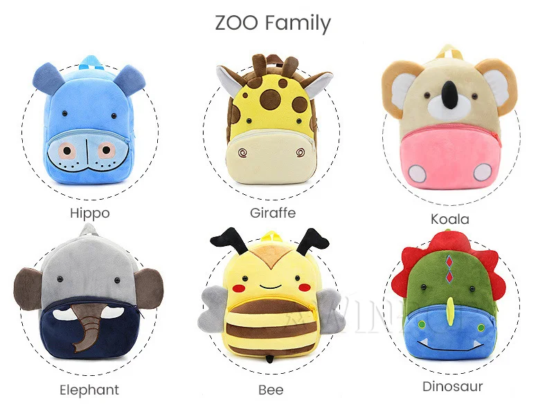 3D Cartoon Animals Children Backpacks for Girls Boys Soft Plush Kindergarten Kids School Bag Kawaii Children SchoolBags