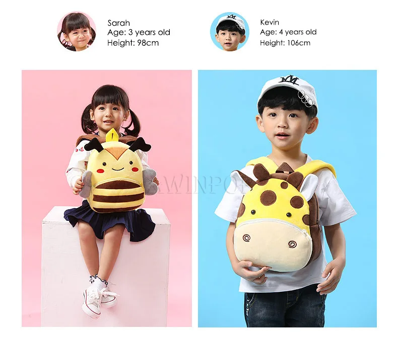 3D Cartoon Animals Children Backpacks for Girls Boys Soft Plush Kindergarten Kids School Bag Kawaii Children SchoolBags