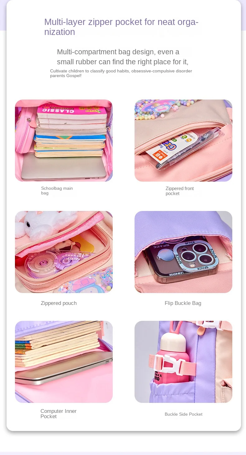 2025 Primary School Girls' Schoolbag Kawaii Lightweight Children's Bag Waterproof Bags Colorful Travel Backpack Mochilas Gifts