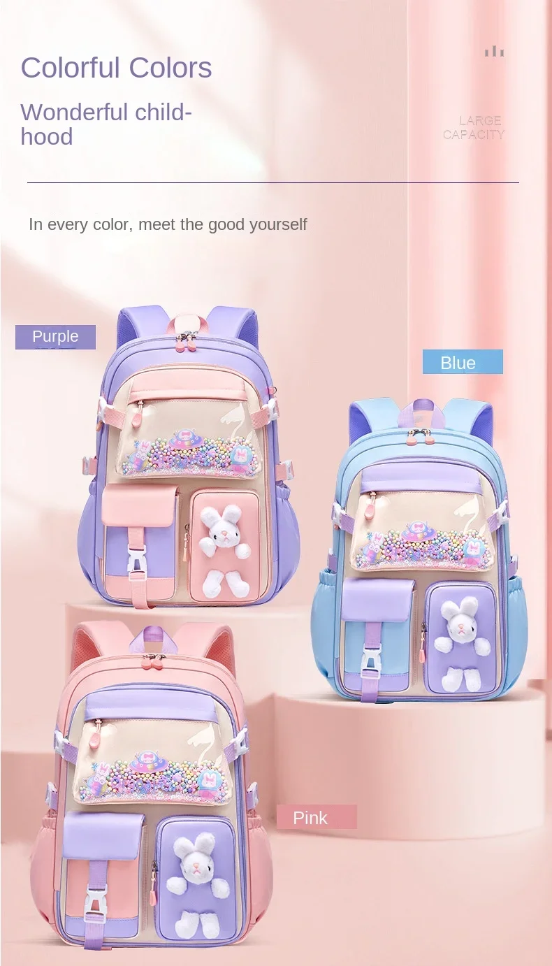 2025 Primary School Girls' Schoolbag Kawaii Lightweight Children's Bag Waterproof Bags Colorful Travel Backpack Mochilas Gifts
