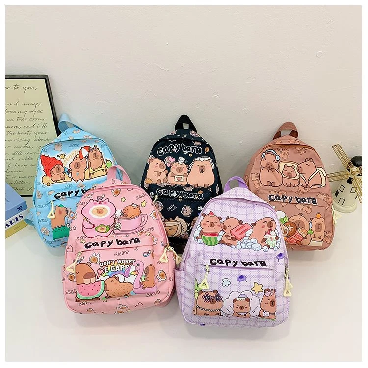2026 New Kawaii Cartoon Capybara Backpack Women Girls Ultra-light Kindergarten Primary Student Schoolbag Simple Pattern Book Bag