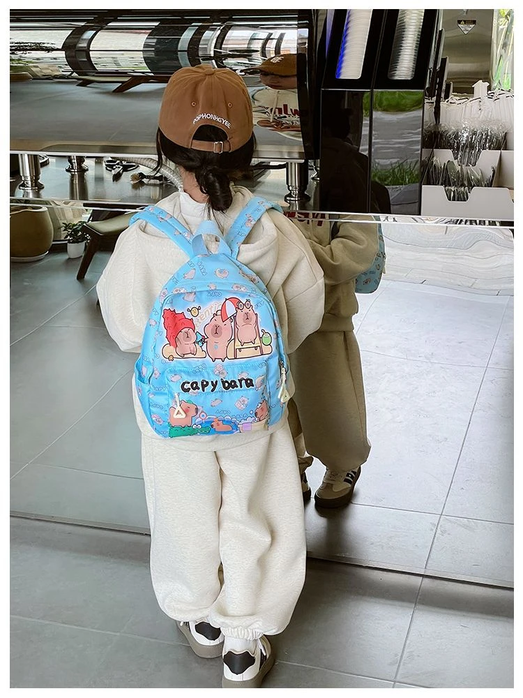 2026 New Kawaii Cartoon Capybara Backpack Women Girls Ultra-light Kindergarten Primary Student Schoolbag Simple Pattern Book Bag