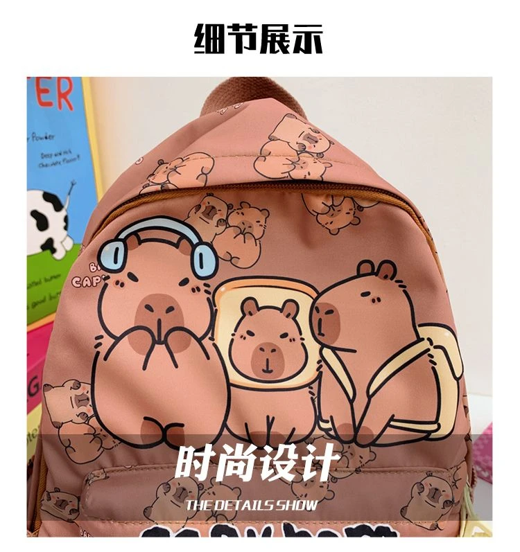 2026 New Kawaii Cartoon Capybara Backpack Women Girls Ultra-light Kindergarten Primary Student Schoolbag Simple Pattern Book Bag
