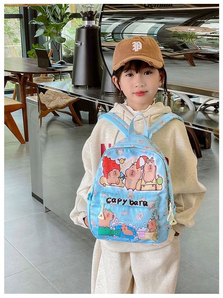 2026 New Kawaii Cartoon Capybara Backpack Women Girls Ultra-light Kindergarten Primary Student Schoolbag Simple Pattern Book Bag