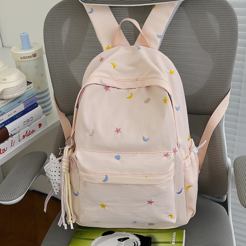 Y2K Cute Aesthetic Preppy Backpack Lightweight Travel Rucksack Nylon Travel Casual Daypack Waterproof for Teens Girls Students
