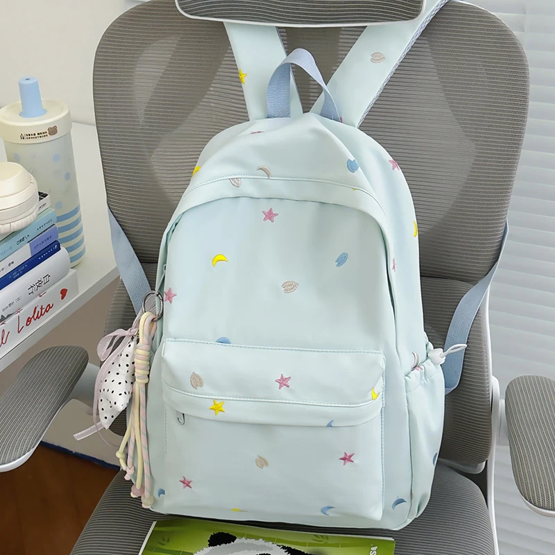 Y2K Cute Aesthetic Preppy Backpack Lightweight Travel Rucksack Nylon Travel Casual Daypack Waterproof for Teens Girls Students