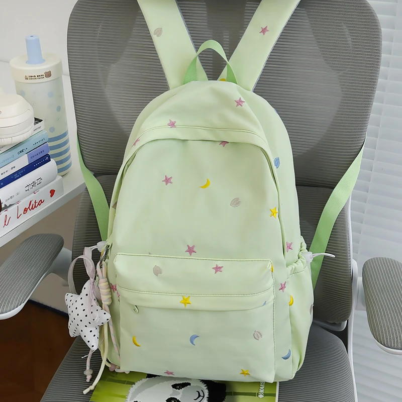 Y2K Cute Aesthetic Preppy Backpack Lightweight Travel Rucksack Nylon Travel Casual Daypack Waterproof for Teens Girls Students