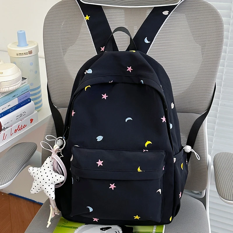 Y2K Cute Aesthetic Preppy Backpack Lightweight Travel Rucksack Nylon Travel Casual Daypack Waterproof for Teens Girls Students