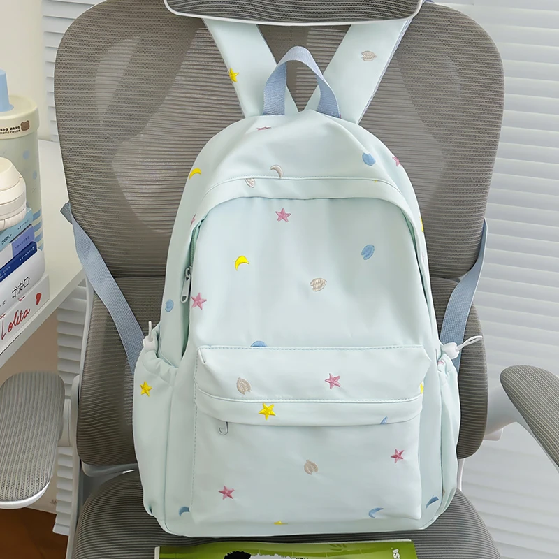 Y2K Cute Aesthetic Preppy Backpack Lightweight Travel Rucksack Nylon Travel Casual Daypack Waterproof for Teens Girls Students