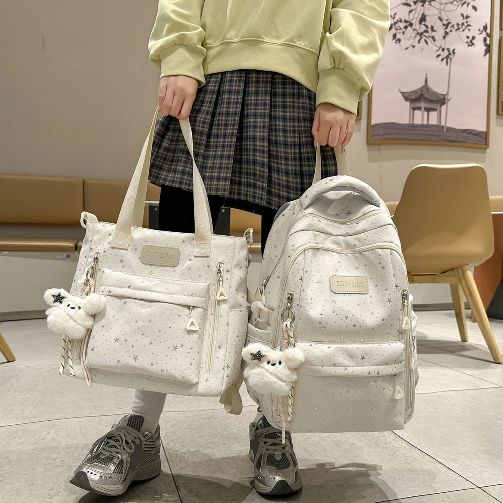 Shiny Starry Sky Backpack for Teen Girls School Holographic Glitter Foil Stamping Rucksack for Friends Family Gifts